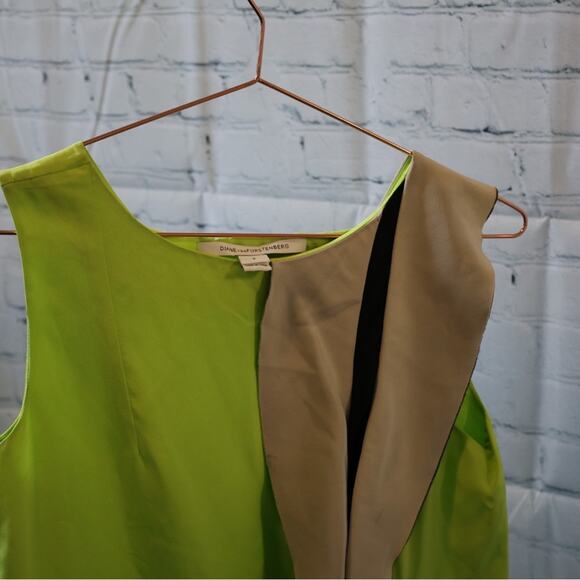 Diane Von Furstenberg Multicolor Shizuka DVF Silk Sleeveless Dress 2 Ruffles - Picture 3 of 4